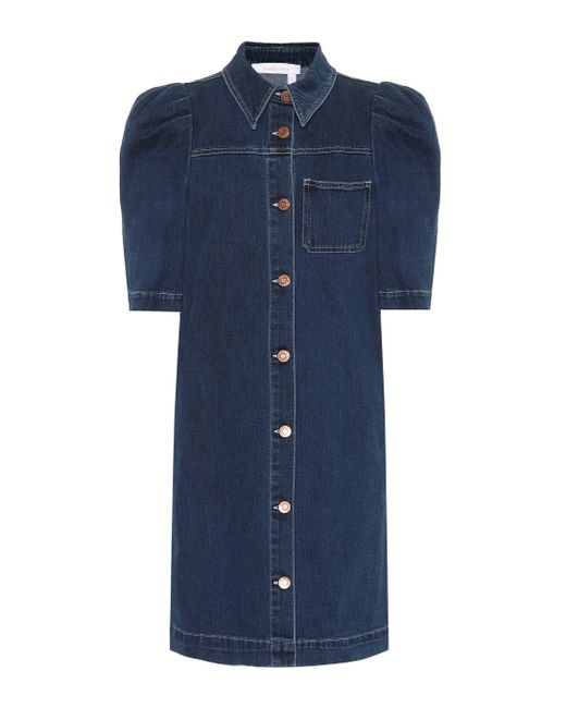 See By Chloé Blue Denim Collared Dress