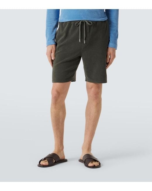Fedeli Green Cotton Terry Shorts for men