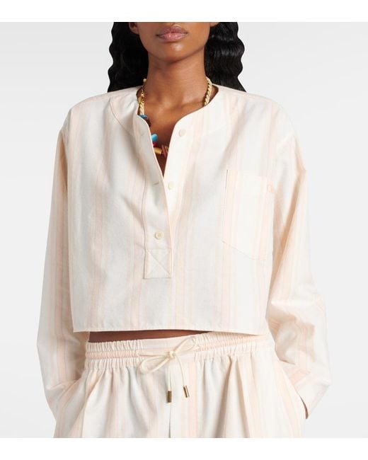 Chloé White Striped Cotton Crop Top