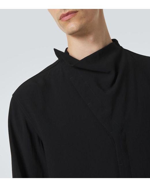 Rick Owens Black Island Draped Cady Shirt for men