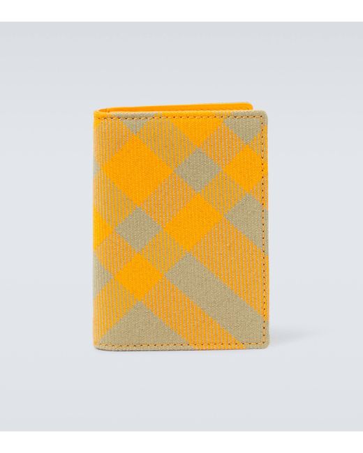 Burberry Yellow Checked Bifold Card Holder for men