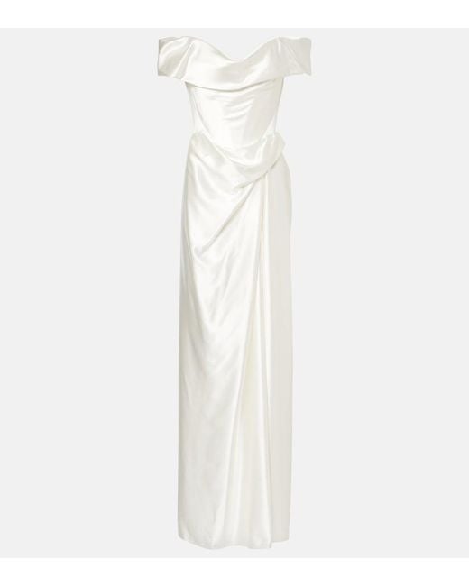 Vivienne Westwood White Bridal Mabel Silk Satin Bustier Gown