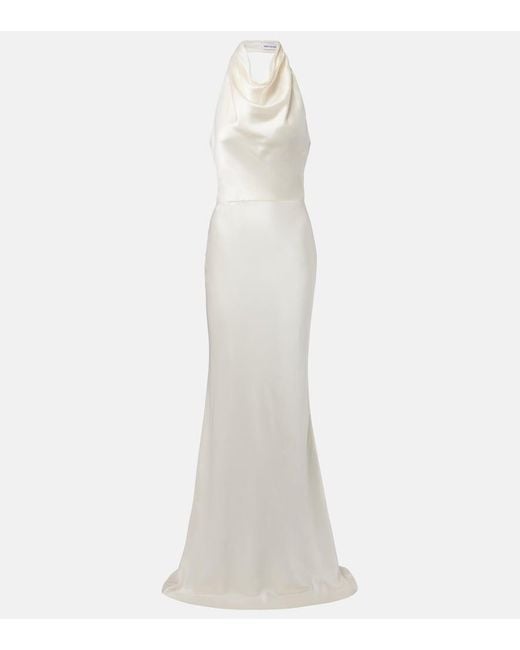 Rebecca Vallance White Bridal Attia Halterneck Silk Gown