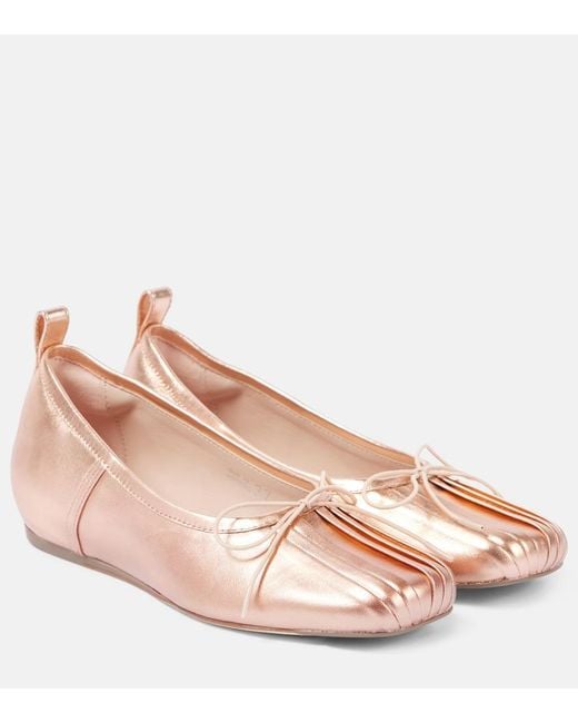 Simone Rocha Pink Classic Pleated Leather Ballet Flats