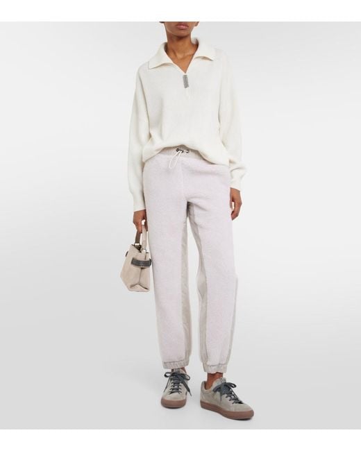 Brunello Cucinelli White Wool-Blend Sweatpants