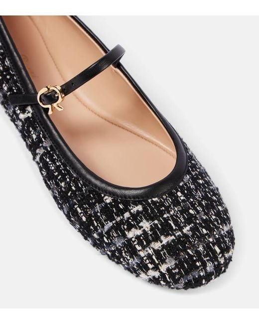 Gianvito Rossi Black Mary-Jane-Ballerinas Mary Ribbon 05 Aus Boucle
