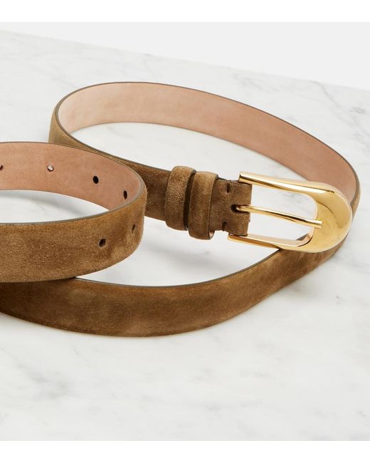 Khaite Brown Dome Suede Belt