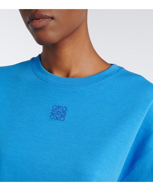 Loewe Blue Asymmetric Cotton-Blend T-Shirt