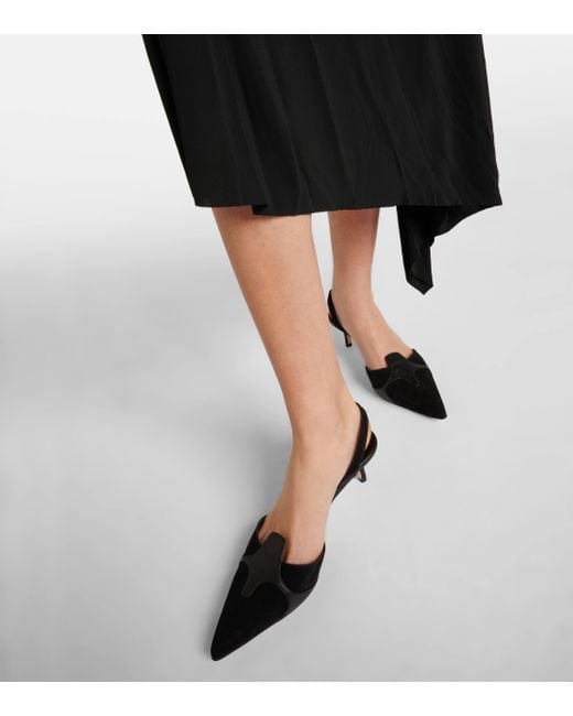 Manolo Blahnik Black Poligleto 50 Suede Slingback Pumps