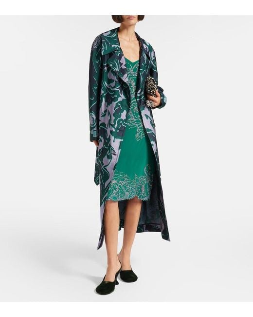 Dries Van Noten Green Beaded Silk Slip Dress