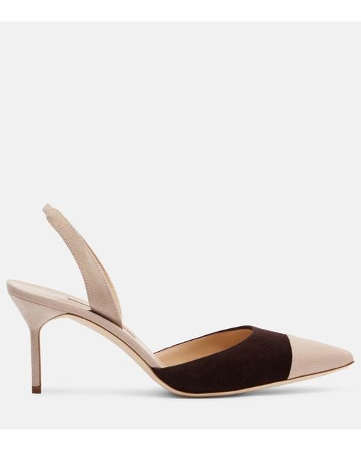 Manolo Blahnik Natural Capsli 70 Suede Slingback Pumps