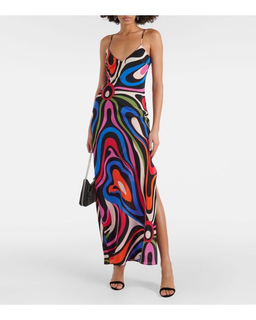 Robe longue Marmo imprimee en soie Emilio Pucci en coloris Multicolor