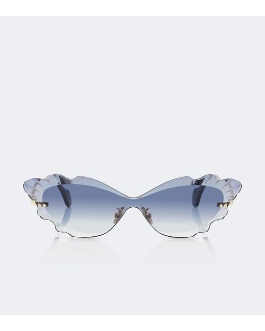 Aquazzura Blue Palm Beach Cat-Eye Sunglasses