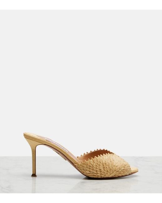 Aquazzura Natural Rio Flirt Raffia Mules