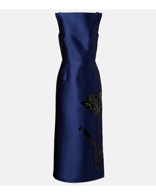 Erdem Blue Embellished Midi Dress