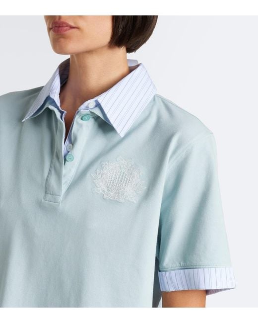 Acne Blue Layered Cotton-Blend Pique Polo Shirt