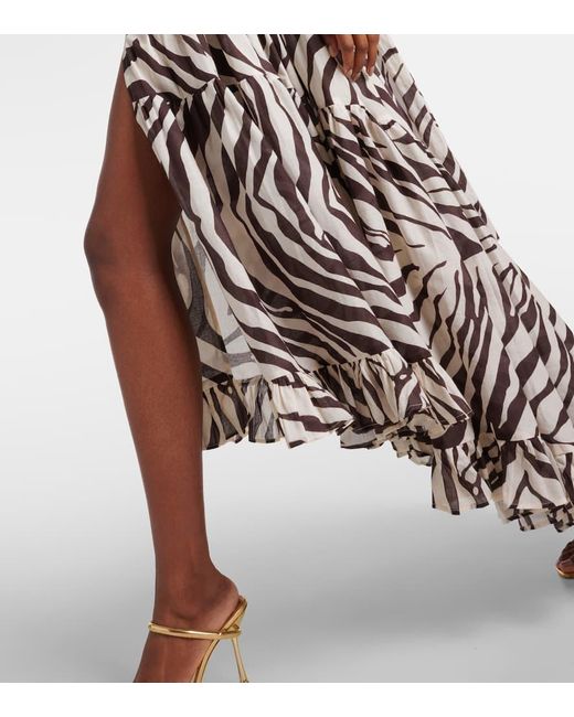 Alexandra Miro White Marie Rose Zebra-Print Cotton Maxi Dress