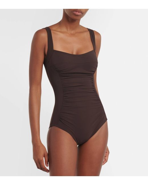 Karla Colletto Brown Basics Ruched Swimsuit