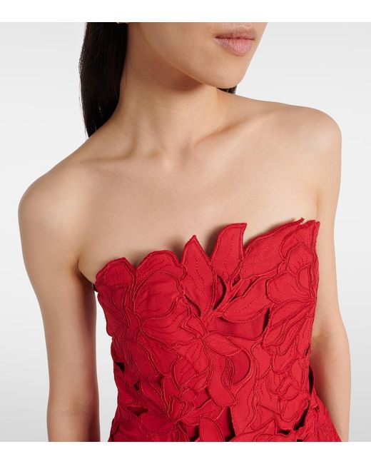 Jonathan Simkhai Red Midikleid Audrey Aus Spitze