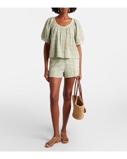 Velvet Natural Daniela Embroidered Cotton-Blend Shorts