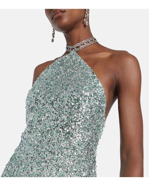 Vestido De Fiesta Poseidon Con Lentejuelas ‎Taller Marmo de color Green