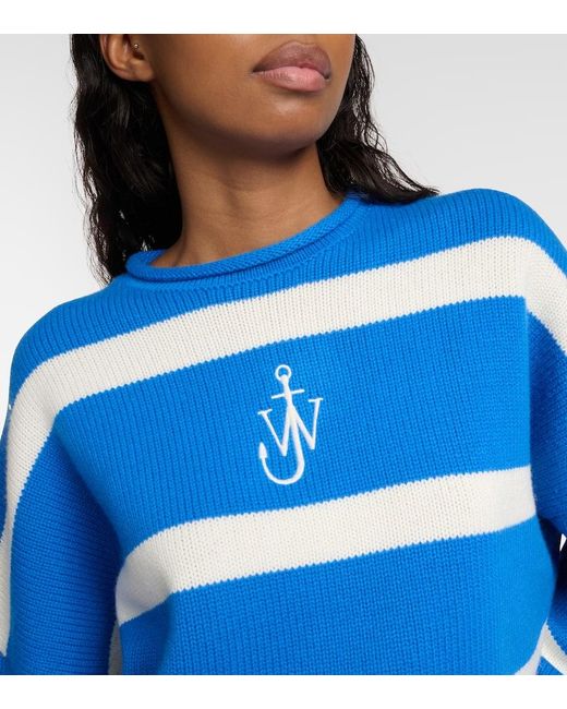 J.W. Anderson Blue Striped Cropped Wool And Cashmere Sweater