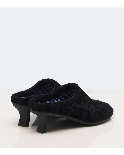 Loewe Black Dive Shearling Mules