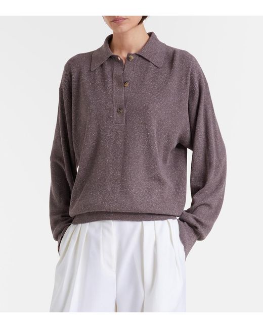 Calvin Klein Brown Helga Silk Polo Sweater