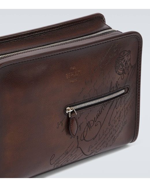 Berluti Brown Journalier Scritto Leather Briefcase for men