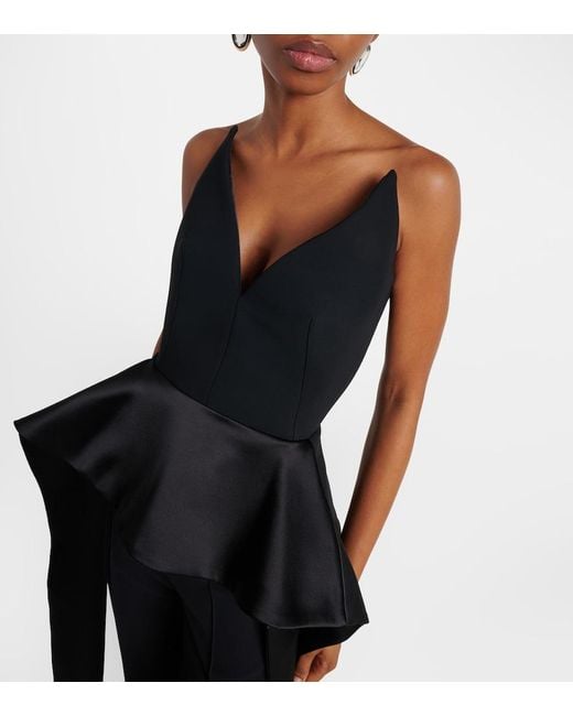 Maticevski Black Frame Peplum Satin Top