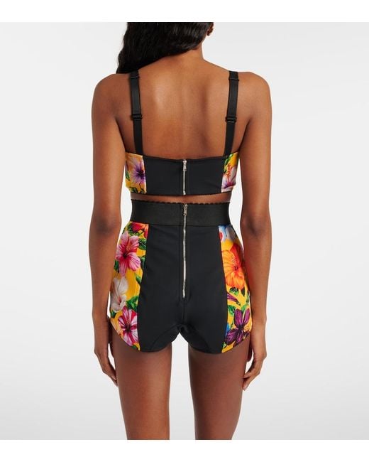 Dolce & Gabbana Red Floral Silk-Blend Shorts