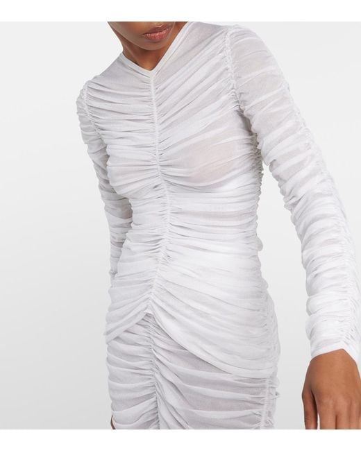 Khaite White Haven Ruched Silk-Blend Top