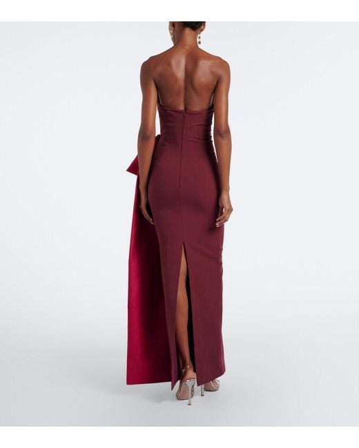 Roland Mouret Red Draped Crepe Bustier Gown