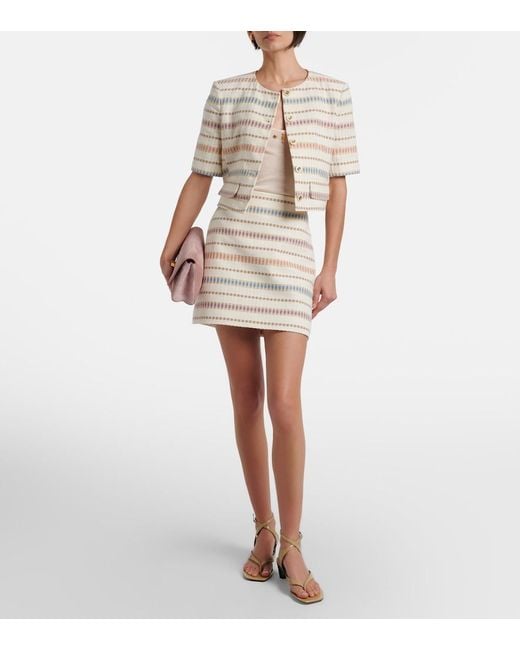 Veronica Beard Natural Ohemia Cotton And Wool-Blend Miniskirt