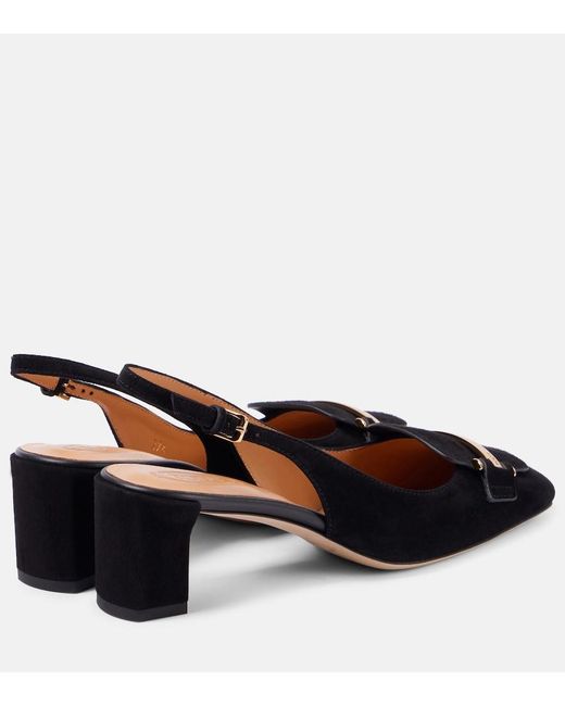 Tod's Black 50 Suede Slingback Pumps