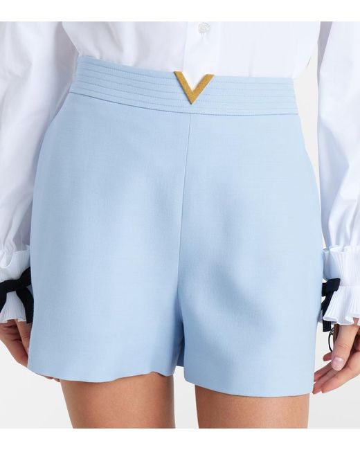 Valentino Blue Crepe Couture Vgold Shorts