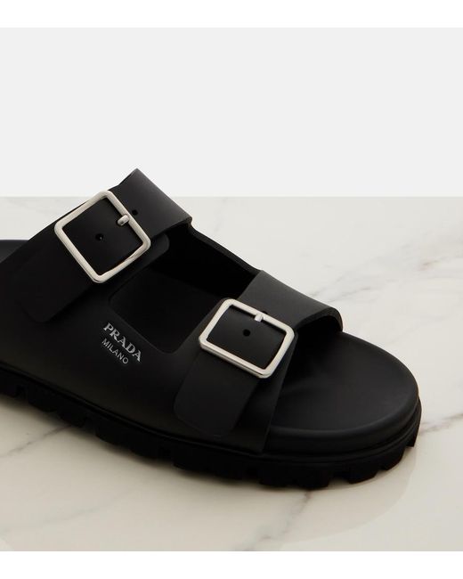 Prada Black Logo Sandals
