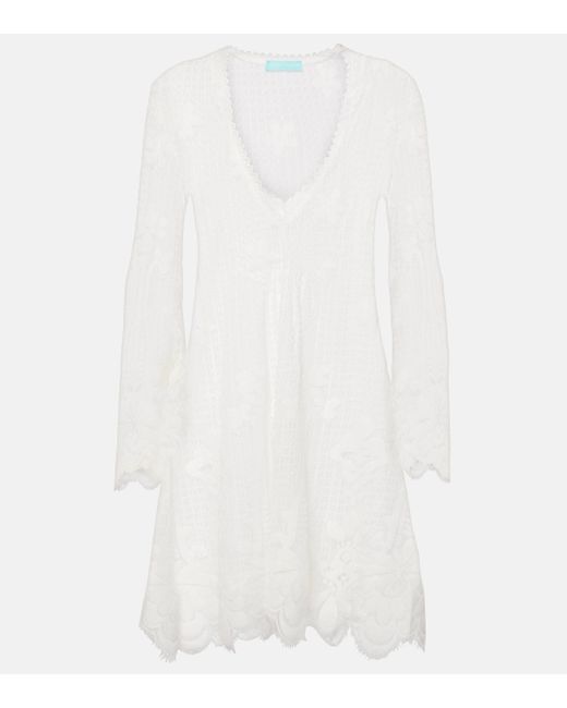 Melissa Odabash White Elizabeth Crochet Cotton-blend Minidress