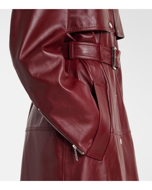 Sportmax Red Paste Leather Trench Coat