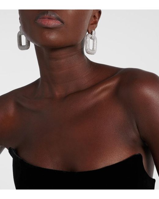 Self-Portrait Metallic Crystal-Embellished Drop Earrings