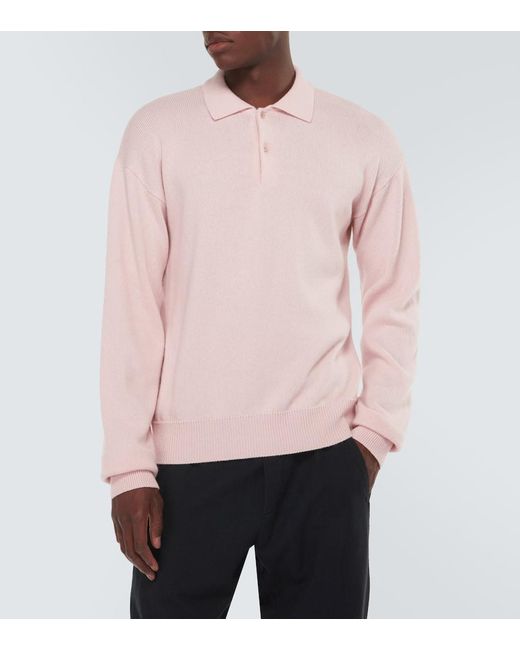 The Row Pink Joyce Cotton And Cashmere Polo Sweater for men