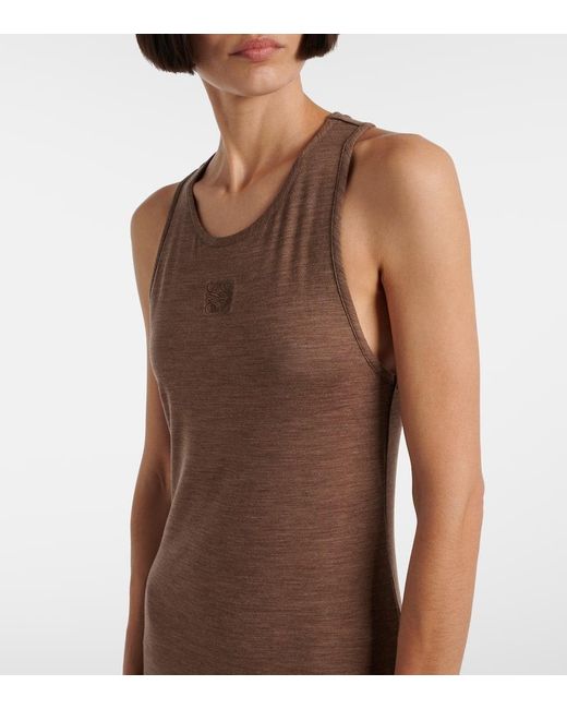Loewe Wool Dress With Anagram Logo in Brown | Lyst