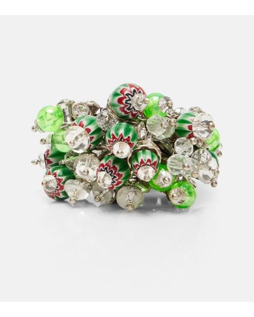 Dries Van Noten Green Crystal-Embellished Ring