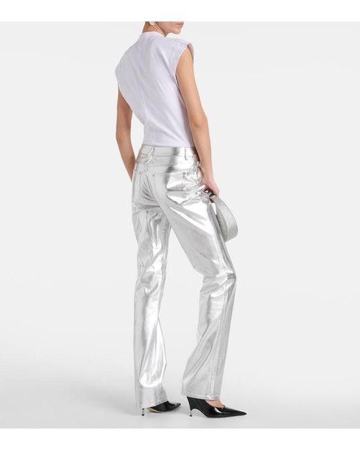Staud White Chisel Faux Leather Straight-Leg Pants