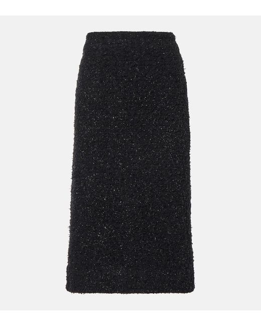 Balenciaga Black Cotton-Blend Tweed Midi Skirt