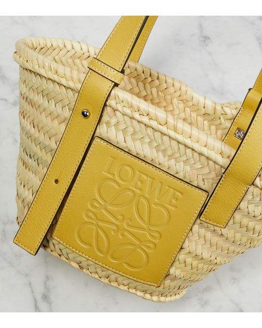 Loewe Women's Medium Leather-trimmed Woven Basket Bag In Dark Yellow