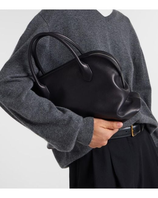 The Row Black Agnes Leather Tote Bag