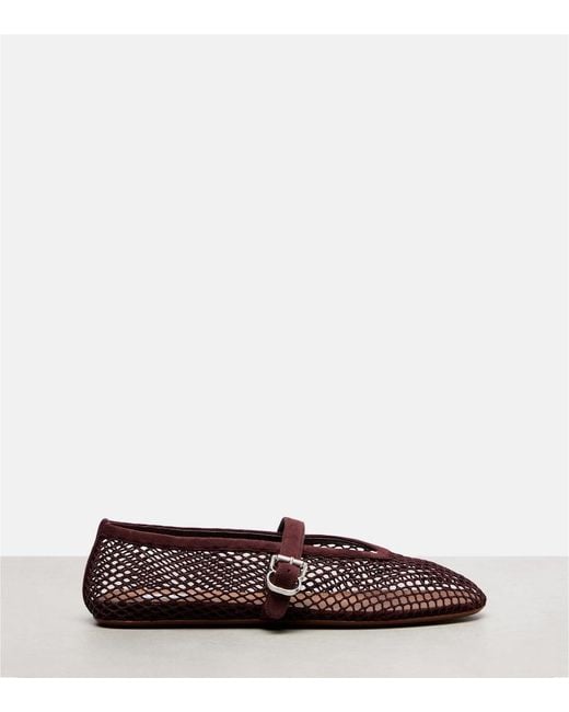 Alaïa Brown Ballerine Fishnet Mary Jane Flats