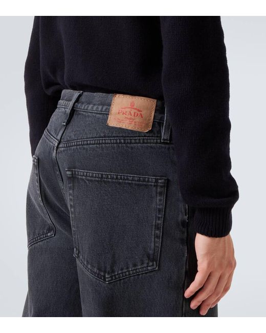 Prada Blue High-Rise Wide-Leg Jeans for men
