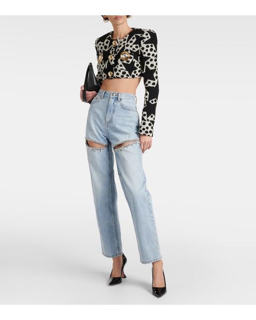 Area Blue Verzierte Straight Jeans